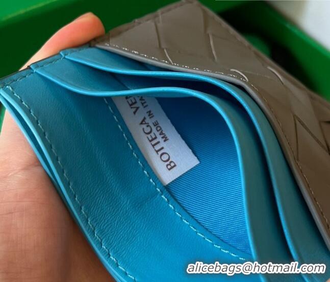 Super Quality Bottega Veneta Intrecciato Leather Credit Card Case 749449 Lightning Grey/Pool Blue 2023