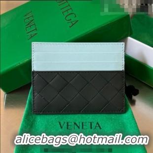 Top Design Bottega Veneta Intrecciato Leather Credit Card Case 749449 Dark Green/Light Blue 2023