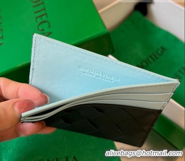 Top Design Bottega Veneta Intrecciato Leather Credit Card Case 749449 Dark Green/Light Blue 2023