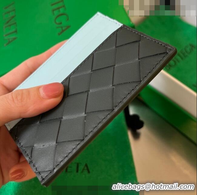 Top Design Bottega Veneta Intrecciato Leather Credit Card Case 749449 Dark Green/Light Blue 2023