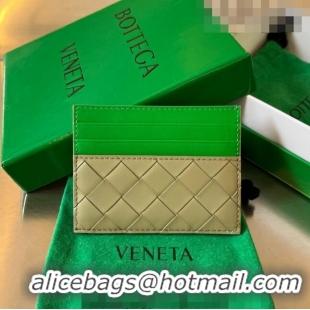 Best Price Bottega Veneta Intrecciato Leather Credit Card Case 749449 Travertine/Parrot Green 2023