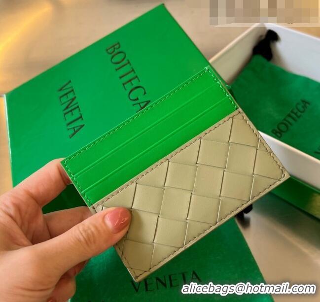 Best Price Bottega Veneta Intrecciato Leather Credit Card Case 749449 Travertine/Parrot Green 2023