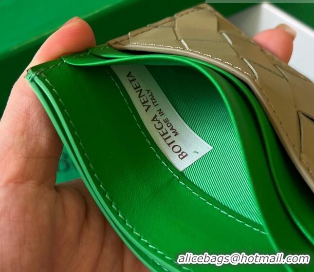 Best Price Bottega Veneta Intrecciato Leather Credit Card Case 749449 Travertine/Parrot Green 2023