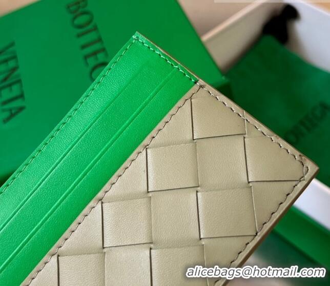 Best Price Bottega Veneta Intrecciato Leather Credit Card Case 749449 Travertine/Parrot Green 2023