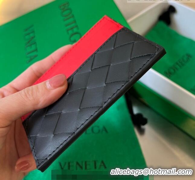 Buy Discount Bottega Veneta Intrecciato Leather Credit Card Case 749449 Black/Cinnabar Red 2023