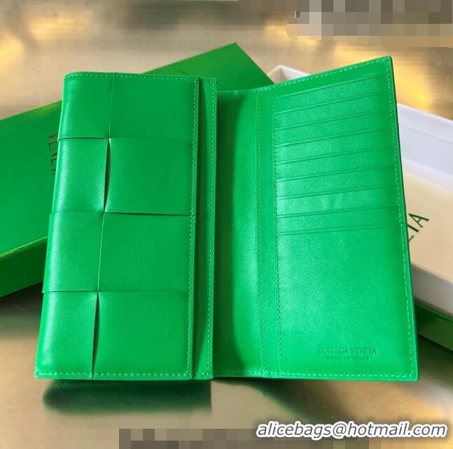 Unique Grade Bottega Veneta Intrecciato Leather Long Wallet 679845 Parakeet Green 2023