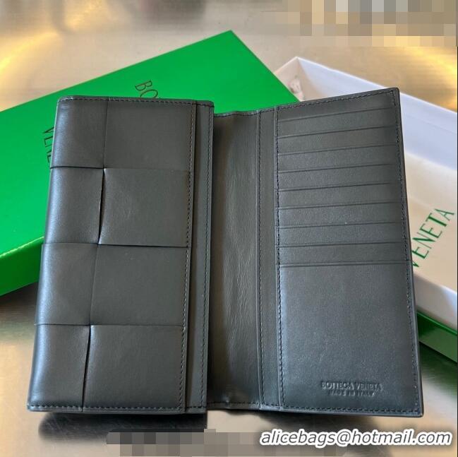 Buy Discount Bottega Veneta Intrecciato Leather Long Wallet 679845 Dark Moss Green 2023