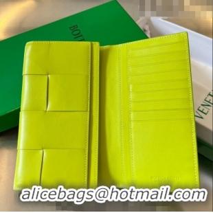 Good Taste Bottega Veneta Intrecciato Leather Long Wallet 679845 Kiwi Yellow 2023