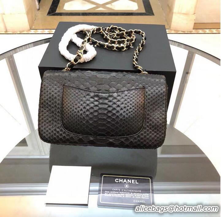 New Discount Chanel Mini Flap Bag Python & Gold-Tone Metal D69900 Black