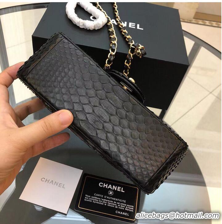 New Discount Chanel Mini Flap Bag Python & Gold-Tone Metal D69900 Black