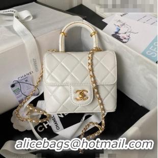 Top Grade Chanel Lambskin Mini Flap Bag with Top Handle AS4035 White