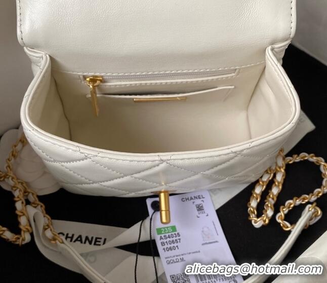 Top Grade Chanel Lambskin Mini Flap Bag with Top Handle AS4035 White