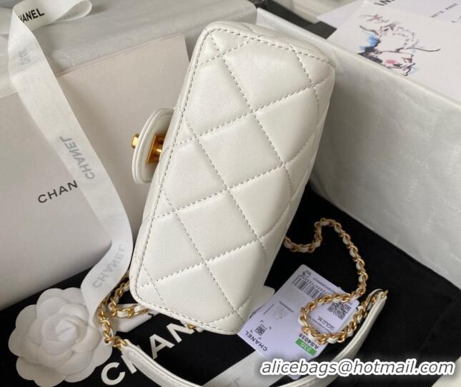 Top Grade Chanel Lambskin Mini Flap Bag with Top Handle AS4035 White