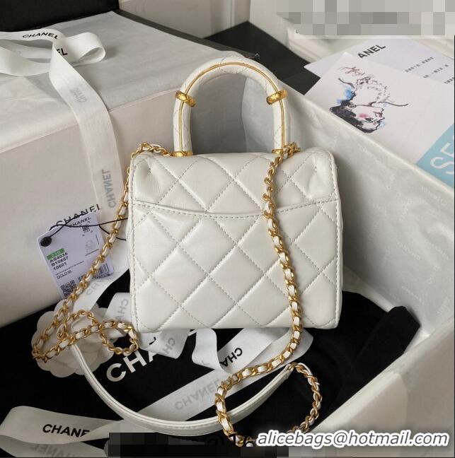 Top Grade Chanel Lambskin Mini Flap Bag with Top Handle AS4035 White