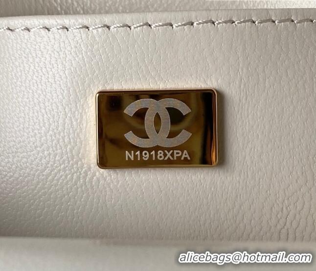 Top Grade Chanel Lambskin Mini Flap Bag with Top Handle AS4035 White