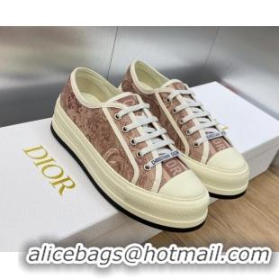 Pretty Style Dior Walk'n'Dior Platform Sneakers in Nude Embroidered Cotton with Toile de Jouy Sauvage Motif 711013