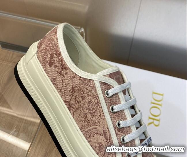 Pretty Style Dior Walk'n'Dior Platform Sneakers in Nude Embroidered Cotton with Toile de Jouy Sauvage Motif 711013