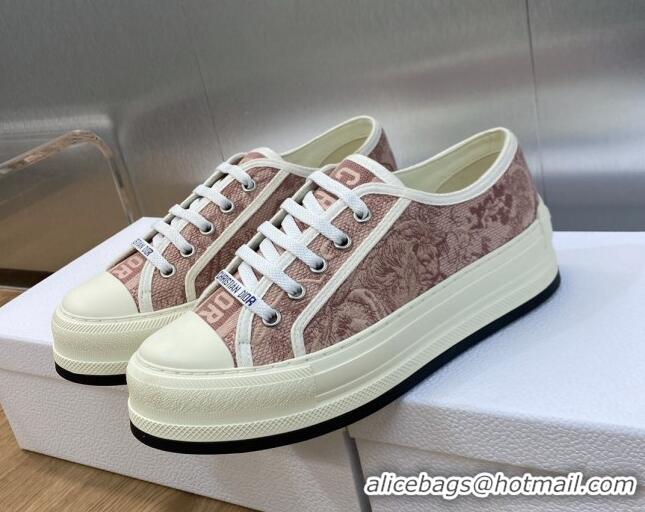 Pretty Style Dior Walk'n'Dior Platform Sneakers in Nude Embroidered Cotton with Toile de Jouy Sauvage Motif 711013