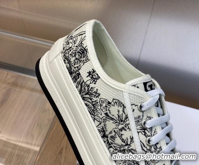 Top Grade Dior Walk'n'Dior Platform Sneakers in Black and White Embroidered Cotton with Toile de Jouy Voyage Motif 71101