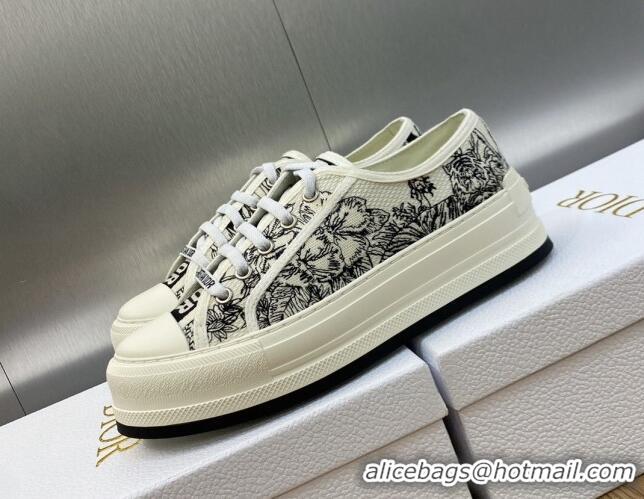 Top Grade Dior Walk'n'Dior Platform Sneakers in Black and White Embroidered Cotton with Toile de Jouy Voyage Motif 71101