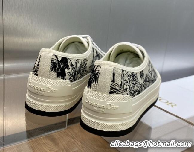 Top Grade Dior Walk'n'Dior Platform Sneakers in Black and White Embroidered Cotton with Toile de Jouy Voyage Motif 71101