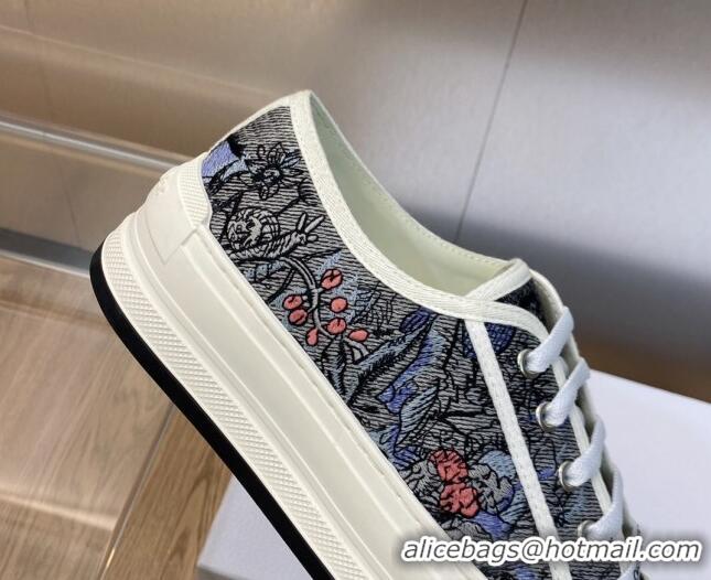 Shop Duplicate Dior Walk'n'Dior Platform Sneakers in Dark Grey Embroidered Cotton 711015