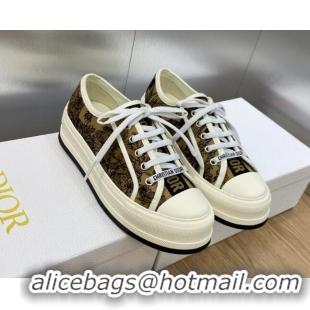 Charming Dior Walk'n'Dior Platform Sneakers in Yellow Embroidered Cotton with Toile de Jouy Voyage Motif 0711016