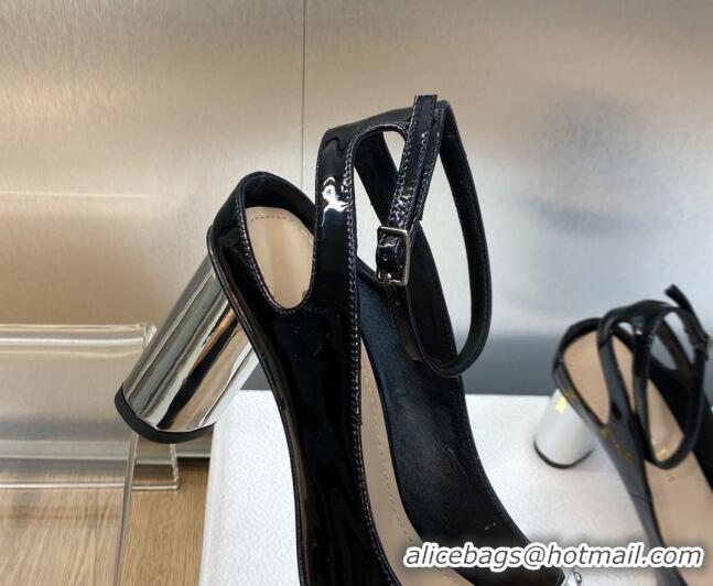 Low Cost Dior La Parisienne Slingback Pumps in Patent Leather with Silver Heel 8.5cm Black 711018