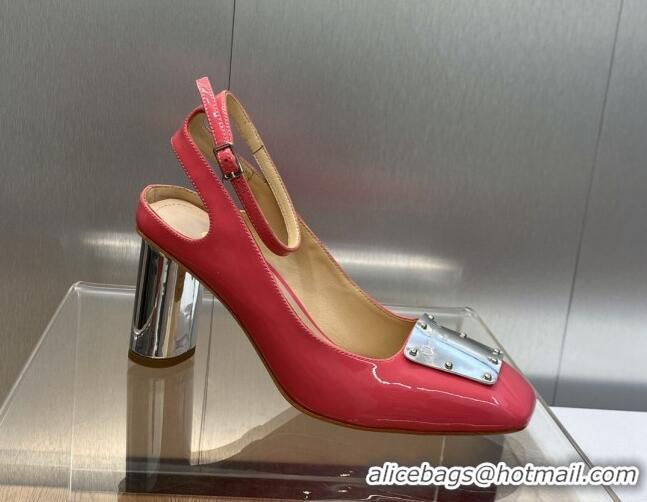 Good Product Dior La Parisienne Slingback Pumps in Patent Leather with Silver Heel 8.5cm Pink 711019