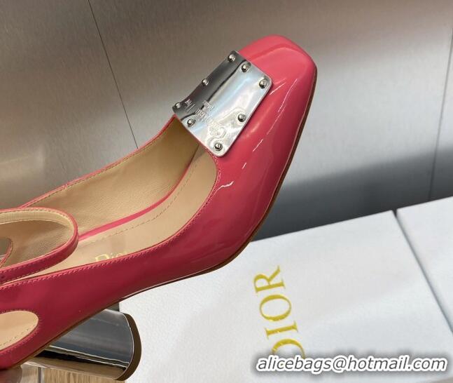 Good Product Dior La Parisienne Slingback Pumps in Patent Leather with Silver Heel 8.5cm Pink 711019