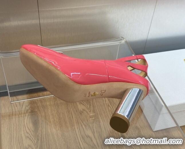 Good Product Dior La Parisienne Slingback Pumps in Patent Leather with Silver Heel 8.5cm Pink 711019