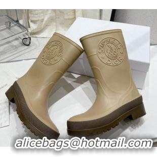 Good Quality Dior Diorunion Rain Boots in Rubber with Dior Union Motif Beige 711021