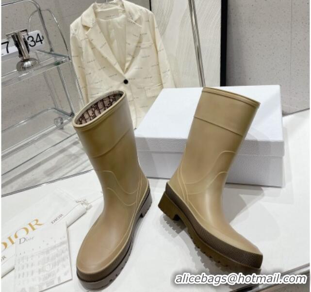 Good Quality Dior Diorunion Rain Boots in Rubber with Dior Union Motif Beige 711021