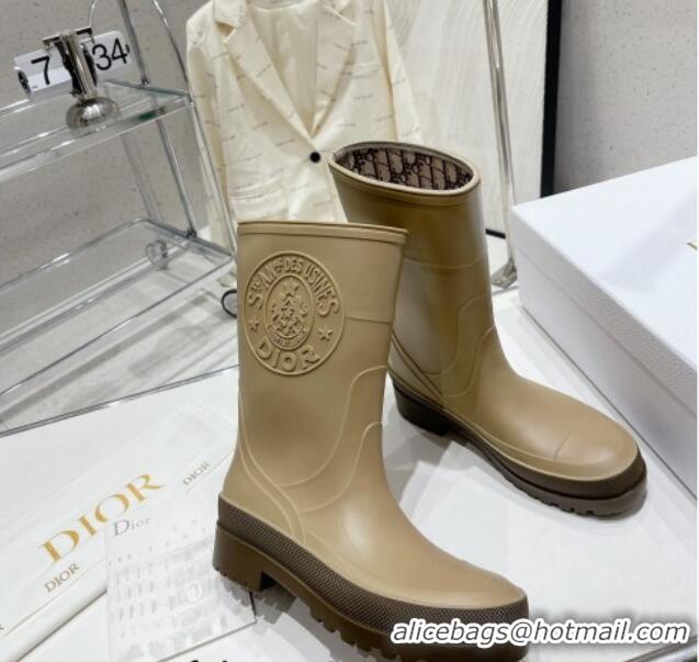 Good Quality Dior Diorunion Rain Boots in Rubber with Dior Union Motif Beige 711021