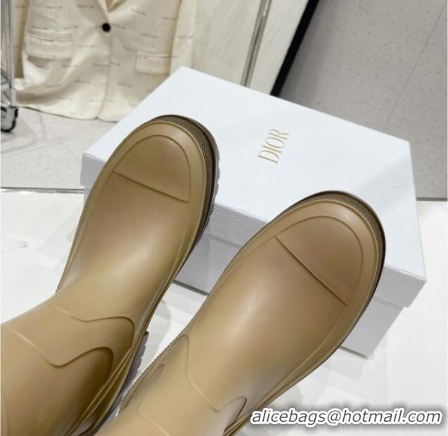 Good Quality Dior Diorunion Rain Boots in Rubber with Dior Union Motif Beige 711021