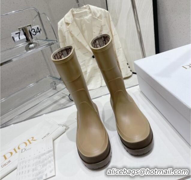 Good Quality Dior Diorunion Rain Boots in Rubber with Dior Union Motif Beige 711021