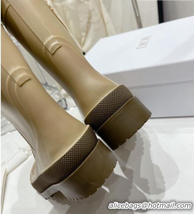 Good Quality Dior Diorunion Rain Boots in Rubber with Dior Union Motif Beige 711021