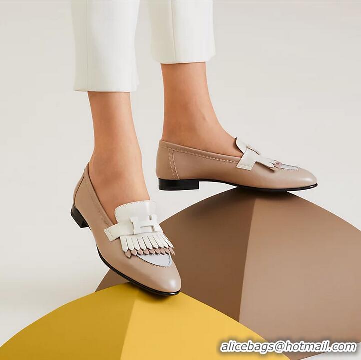 ​Best Design Hermes Royal Loafer In Top Quality Plain Leather H5110 Multicolore Beige Mastic