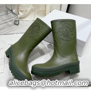 Good Looking Dior Diorunion Rain Boots in Rubber with Dior Union Motif Green 711022