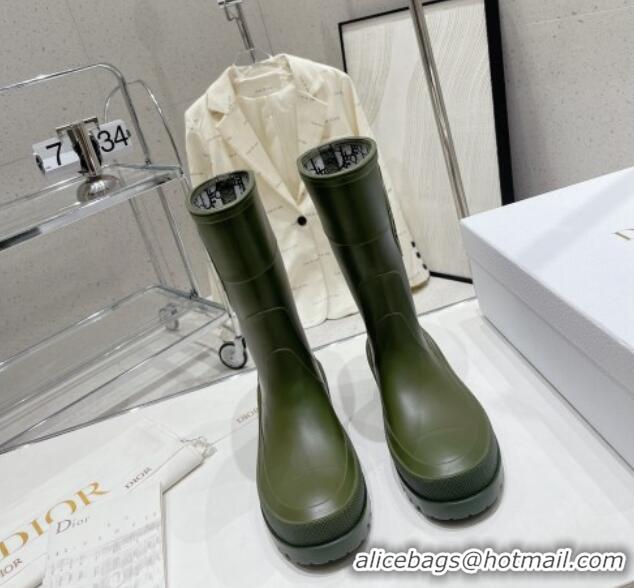 Good Looking Dior Diorunion Rain Boots in Rubber with Dior Union Motif Green 711022