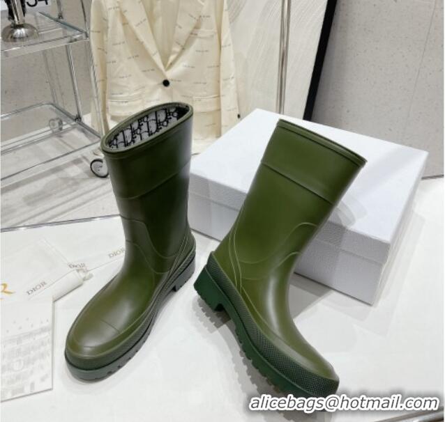 Good Looking Dior Diorunion Rain Boots in Rubber with Dior Union Motif Green 711022