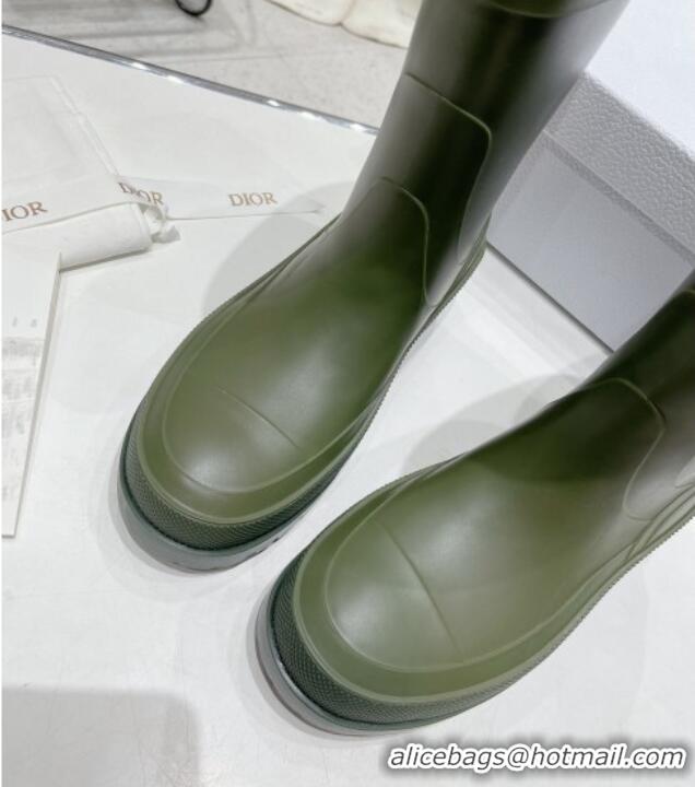 Good Looking Dior Diorunion Rain Boots in Rubber with Dior Union Motif Green 711022