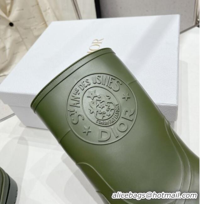 Good Looking Dior Diorunion Rain Boots in Rubber with Dior Union Motif Green 711022