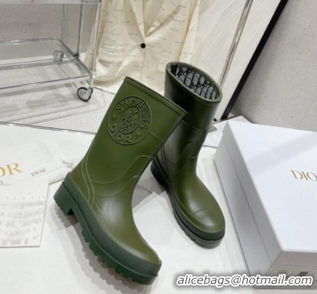 Good Looking Dior Diorunion Rain Boots in Rubber with Dior Union Motif Green 711022