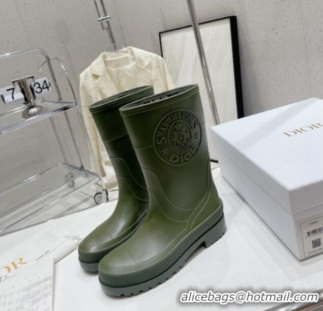 Good Looking Dior Diorunion Rain Boots in Rubber with Dior Union Motif Green 711022