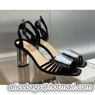 Luxurious Dior La Parisienne Heeled Sandals 8.5cm in Patent Leather Black 718083