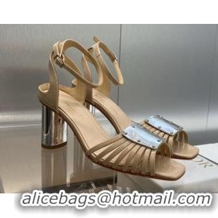 Most Popular Dior La Parisienne Heeled Sandals 8.5cm in Patent Leather Beige 718084