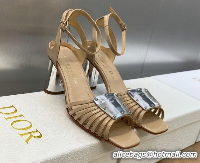 Most Popular Dior La Parisienne Heeled Sandals 8.5cm in Patent Leather Beige 718084