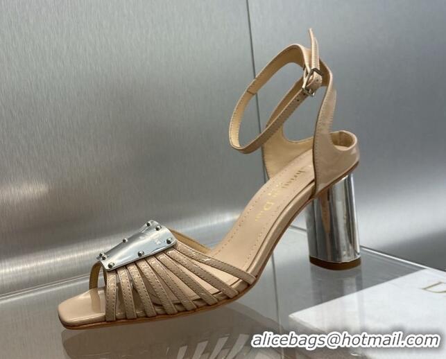 Most Popular Dior La Parisienne Heeled Sandals 8.5cm in Patent Leather Beige 718084