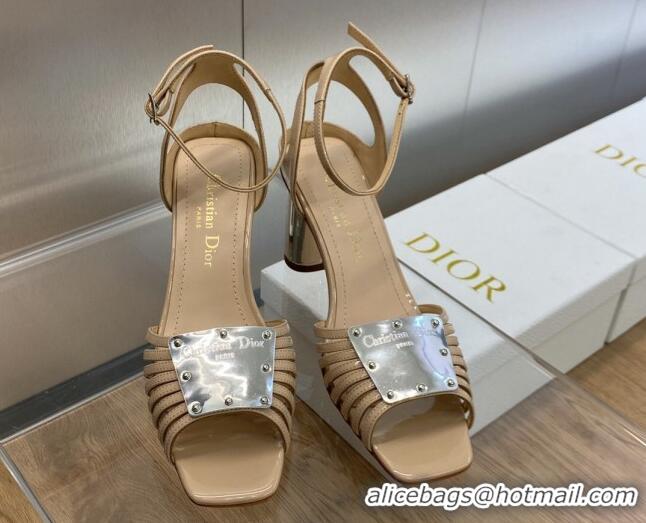 Most Popular Dior La Parisienne Heeled Sandals 8.5cm in Patent Leather Beige 718084